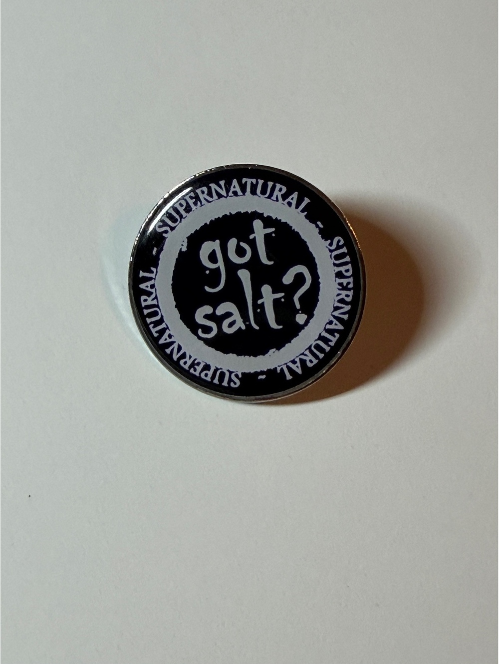 Supernatural pin. Got salt? With salt ring.